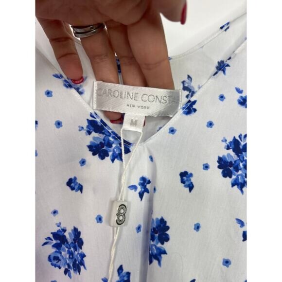 NWT Caroline Constas V-Neck Spaghetti Blue Spot Floral Laurel Mini Sundress - Picture 5 of 7